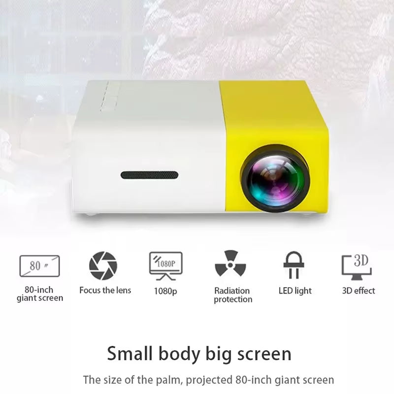YG300 HD Mini Projector Portable 3D ,With Remote Control Kids Gift Birthday Gift Easy to Carry/Outdoor Camping/Home Theater/