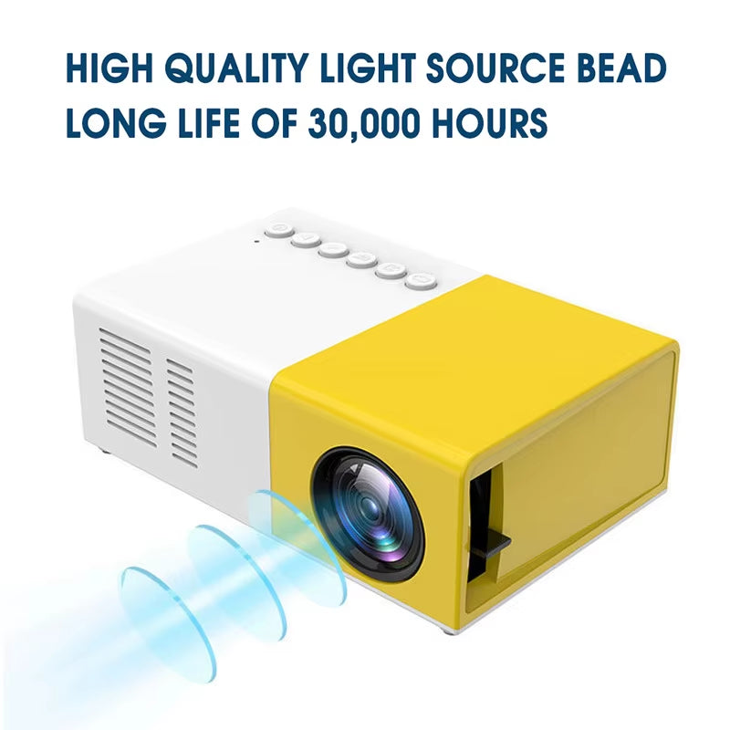 YG300 HD Mini Projector Portable 3D ,With Remote Control Kids Gift Birthday Gift Easy to Carry/Outdoor Camping/Home Theater/