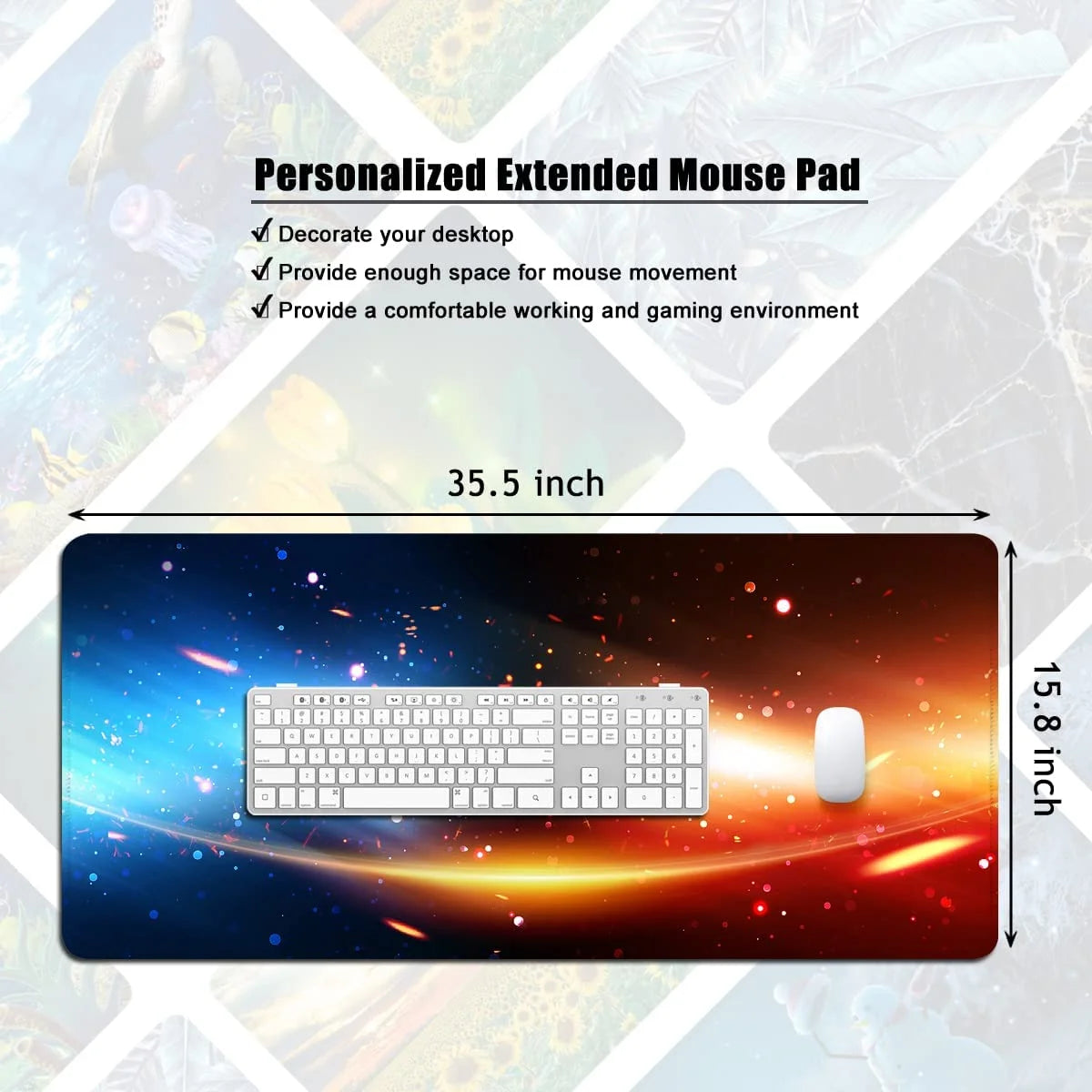 Purple Marble Mouse Pad XXL Large Mouse Pad for Desk 35X15.7X0.12 Inch Desk Mat Gaming Mouse Pad (Purple)