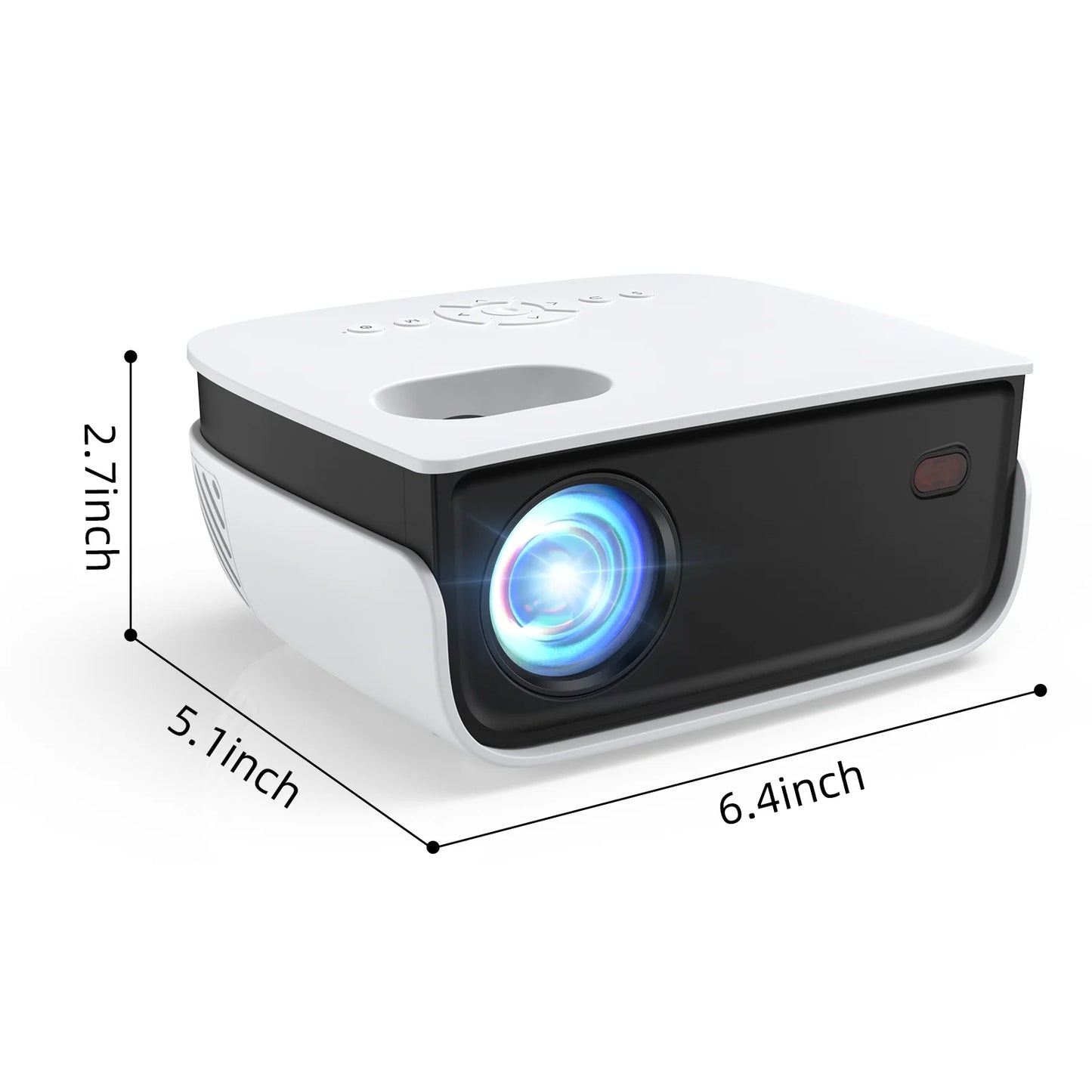 1080P Mini Projector with Wifi and Bluetooth, 7500 Lumens, White, 1 Count
