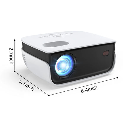 1080P Mini Projector with Wifi and Bluetooth, 7500 Lumens, White, 1 Count