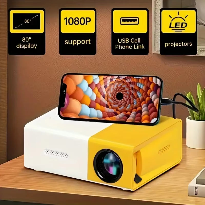 YG300 HD Mini Projector Portable 3D ,With Remote Control Kids Gift Birthday Gift Easy to Carry/Outdoor Camping/Home Theater/