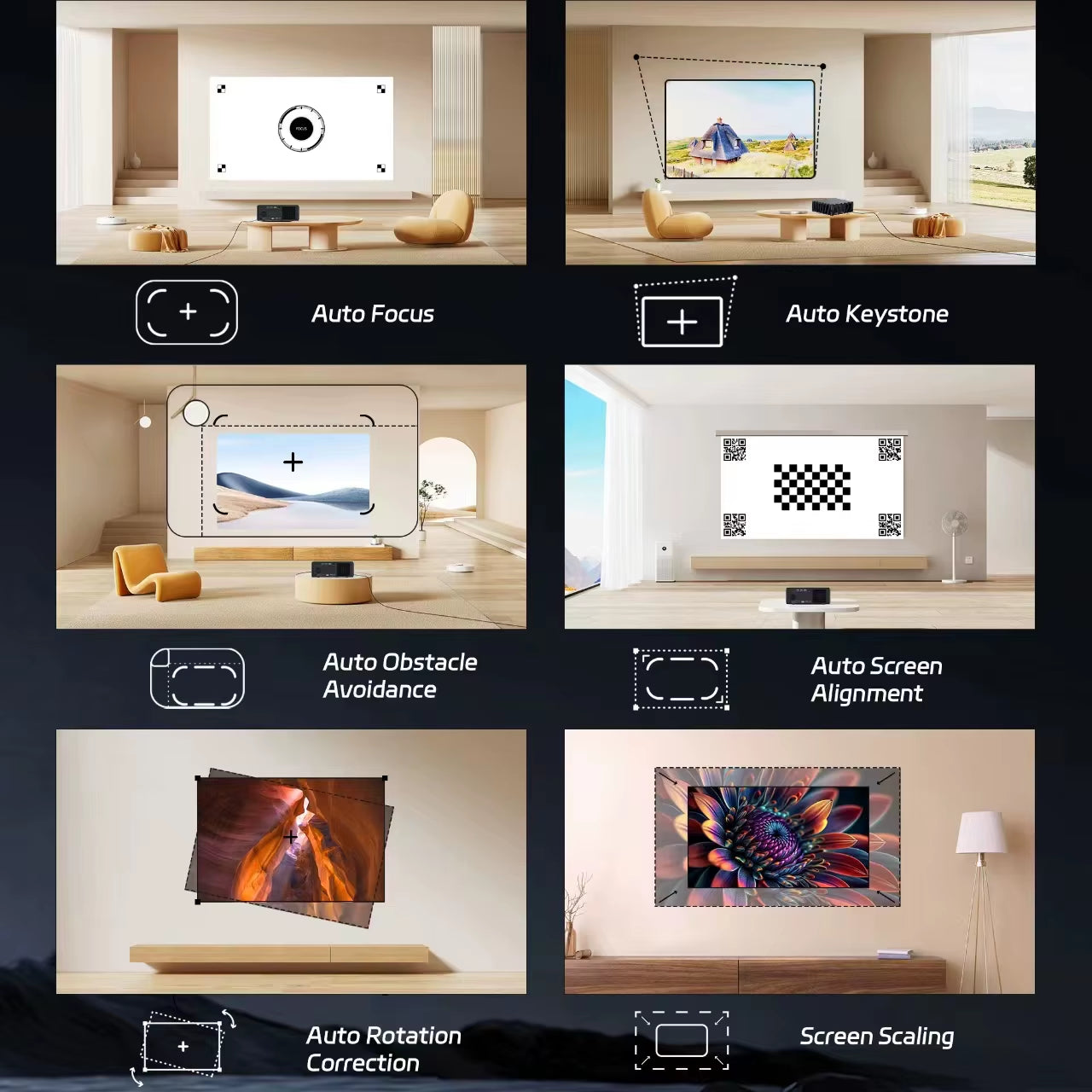 AI Off-Axis&E-Stand  C4 PRO 1080P Projector Full HD 4K 1200ANSI Projectors Video Smart TV for Home 32GB Movie Theater Beamer