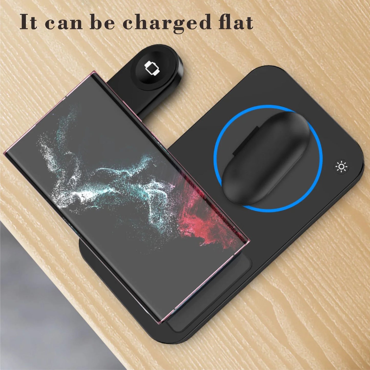 4 in 1 Wireless Charging Station for Samsung & Android Multiple Devices Foldable Fast Wireless Charger Dock Stand for Phone Galaxy Z Flip 4/3 Z Fold S23 S22 S20 Ultra, Galaxy Watch 5/4/3 Galaxy Buds