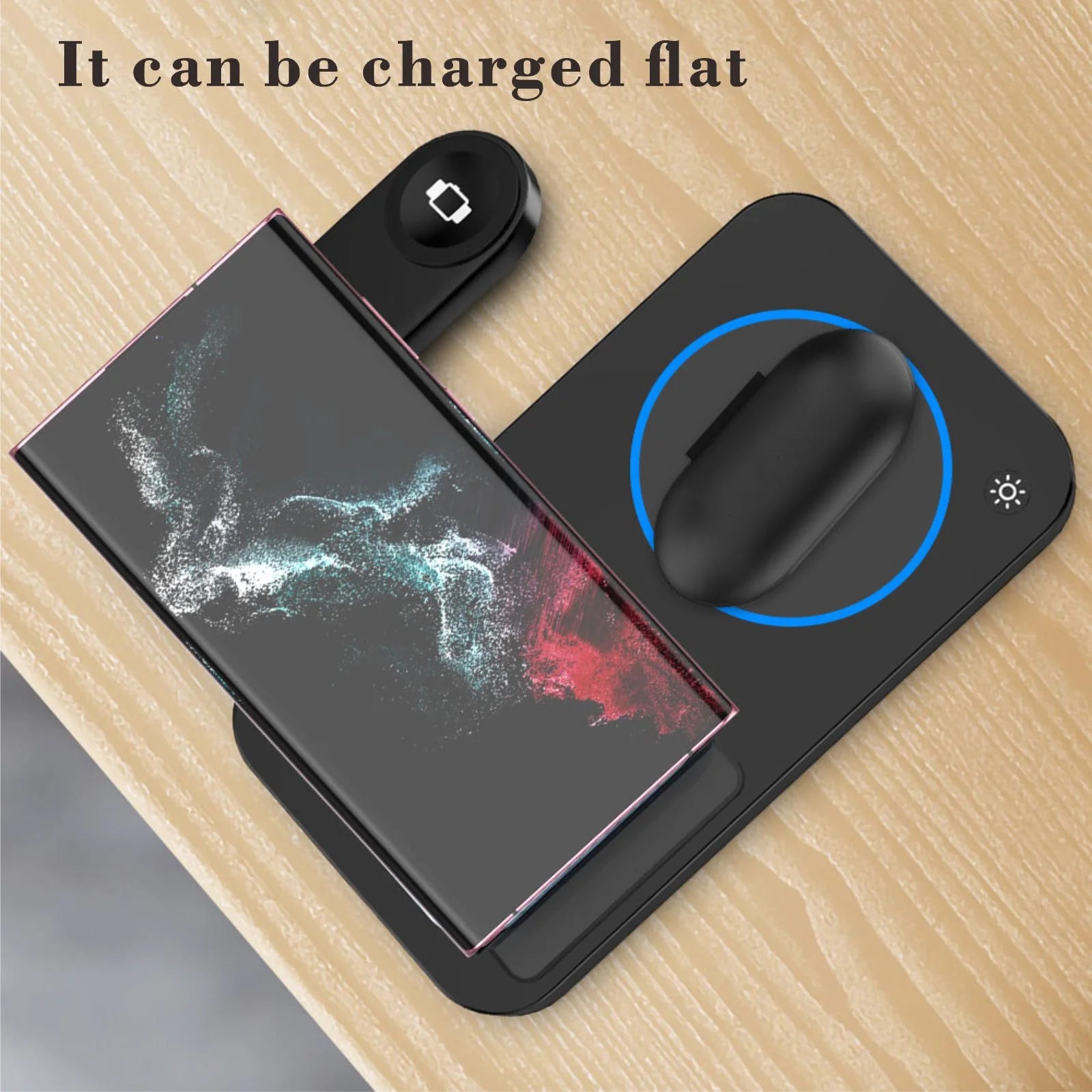 4 in 1 Wireless Charging Station for Samsung & Android Multiple Devices Foldable Fast Wireless Charger Dock Stand for Phone Galaxy Z Flip 4/3 Z Fold S23 S22 S20 Ultra, Galaxy Watch 5/4/3 Galaxy Buds