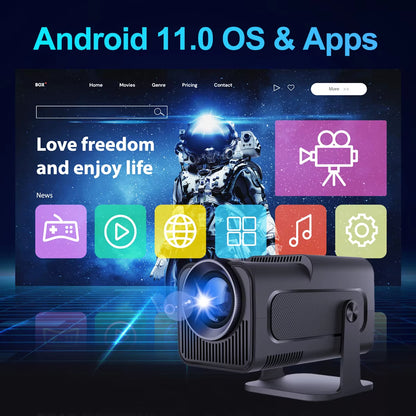 4K Native 1080P Android 11 Projector 390ANSI HY320 Dual Wifi6 BT5.0 Cinema Outdoor Portable Projetor Upgrated HY300
