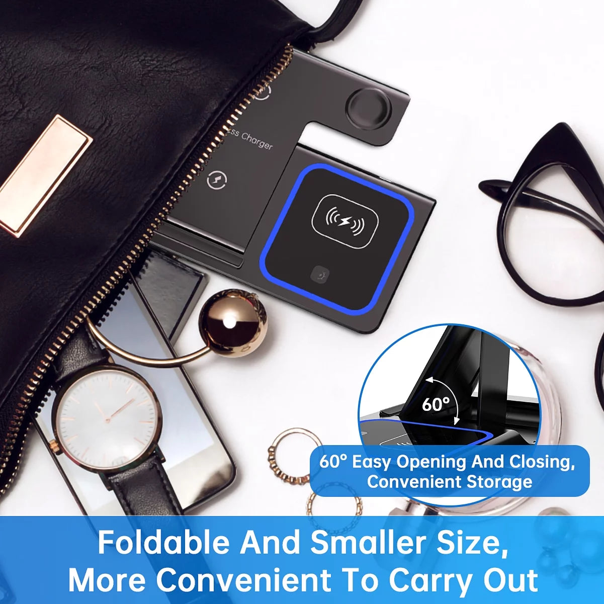 Wireless Charger, 3 in 1 Fast Charging Station for Apple Iwatch Series 8/7/6/5/4/3/2/1,Airpods, Wireless Charging Stand for Iphone 15 14 13/12/11 Series/Xs Max/Xr/Xs/X/8Plus/Samsung