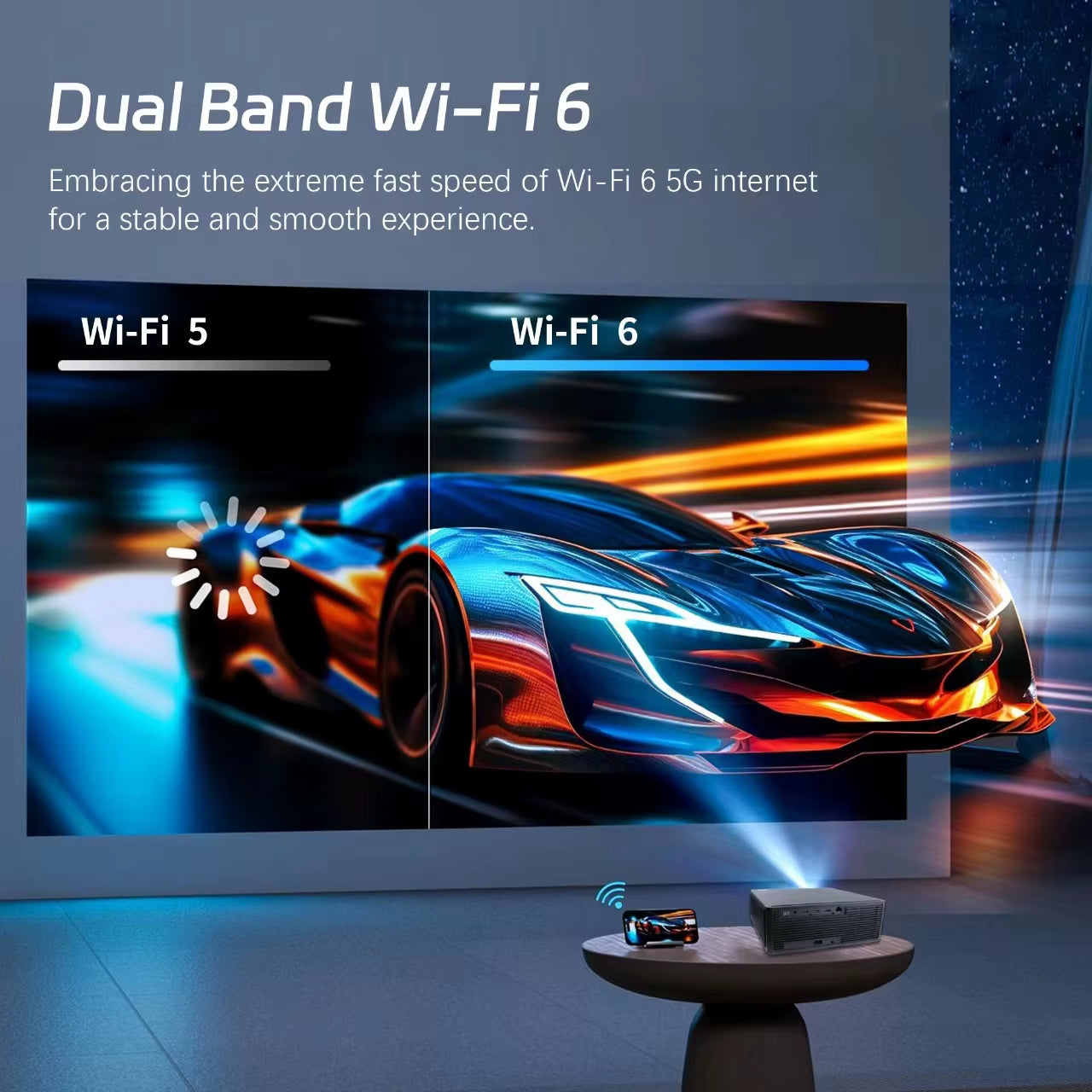 AI Off-Axis&E-Stand  C4 PRO 1080P Projector Full HD 4K 1200ANSI Projectors Video Smart TV for Home 32GB Movie Theater Beamer