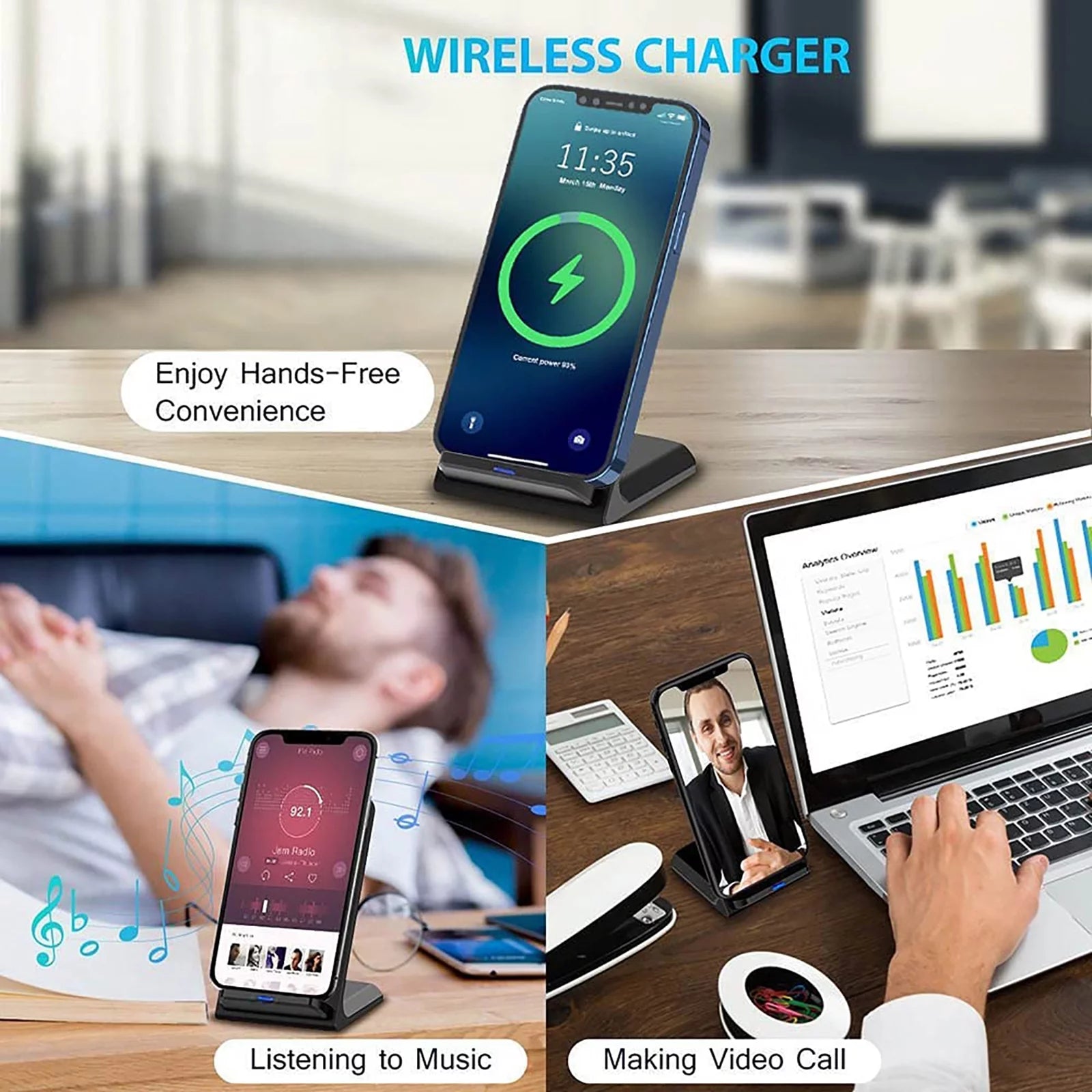 HUABANG1 Samsung Galaxy S24 S24+ S24 Ultra Iphone Wireless Charger with 15W Fast Charging Stand