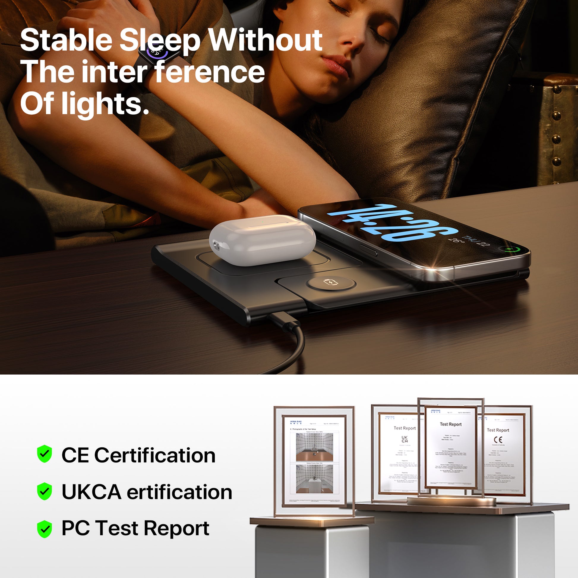 3 in 1 Wireless Charging Sation for Multiple Devices 15W Fast Charging Stand