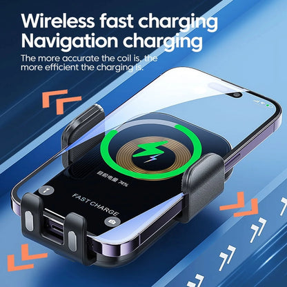 3 in 1 Wireless Car Charger, 15W Smart Sensor Auto Clamping Air Vent Dashboard Windshield Car Phone Charging Holder Mount, Compatible for Iphone, Samsung, Google, LG, Etc